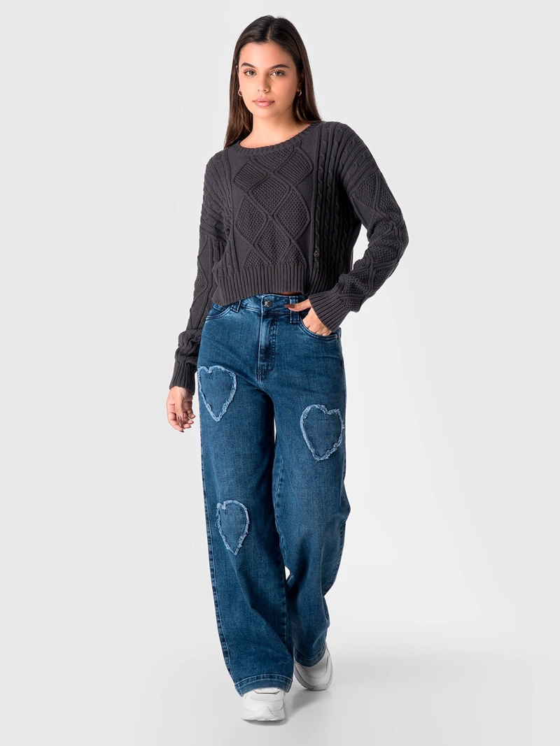 JEAN WIDELEG MUJER SQUEEZE CELESTE ALGODÓN MEINI - 1