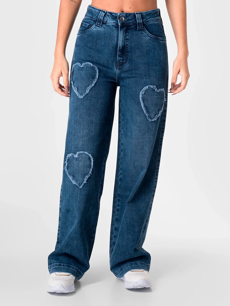 JEAN WIDELEG MUJER SQUEEZE CELESTE ALGODÓN MEINI - 2