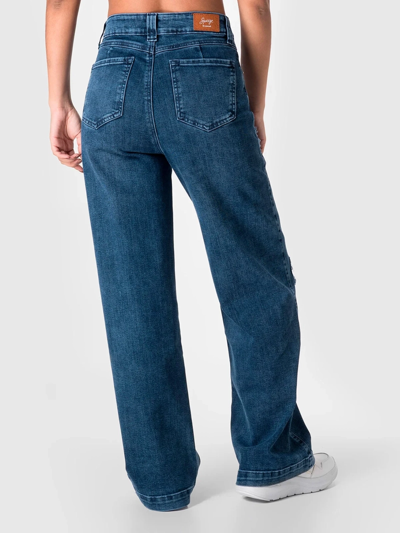 JEAN WIDELEG MUJER SQUEEZE CELESTE ALGODÓN MEINI - 3