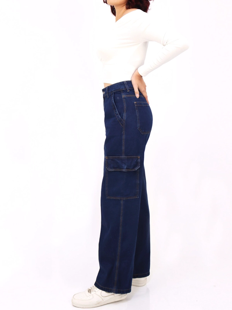 JEAN ALGODÓN REGULAR MUJER KAYRA POBLET AZUL CARGO STRIGHT - 2