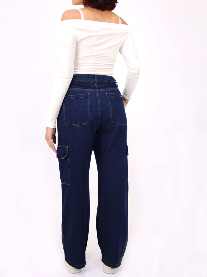 JEAN ALGODÓN REGULAR MUJER KAYRA POBLET AZUL CARGO STRIGHT - 3