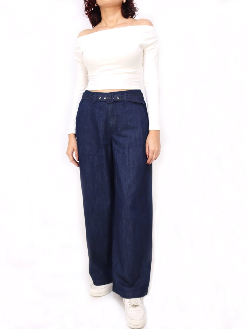 PANTALÓN ALGODÓN REGULAR MUJER KAYRA POBLET PERFECT FIT BELT - 1