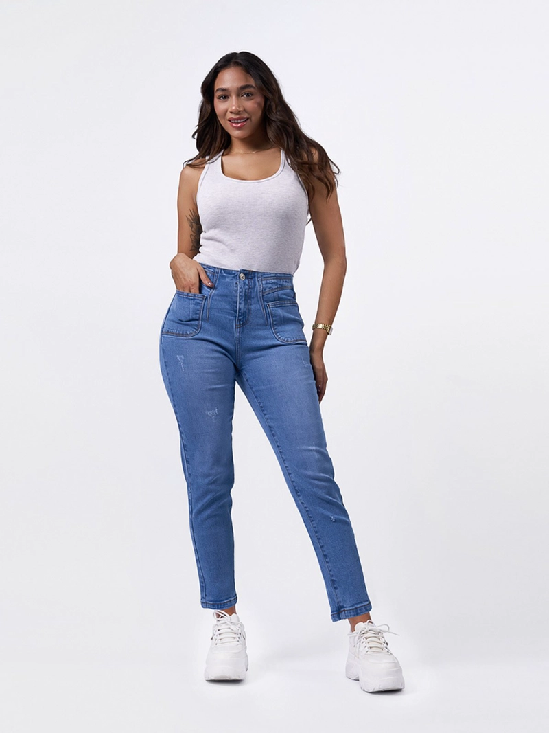 JEANS ALGODÓN SLOUCHY MUJER MACHINE - 1