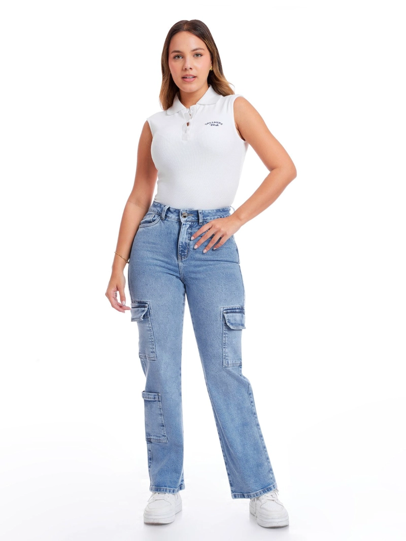 JEAN ALGODÓN CARGO MUJER METAL JEANS OLENKAII - 1