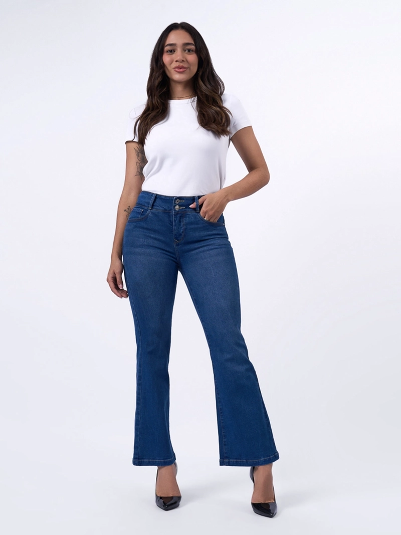 JEANS ALGODÓN FLARE MUJER MACHINE DEMY - 1
