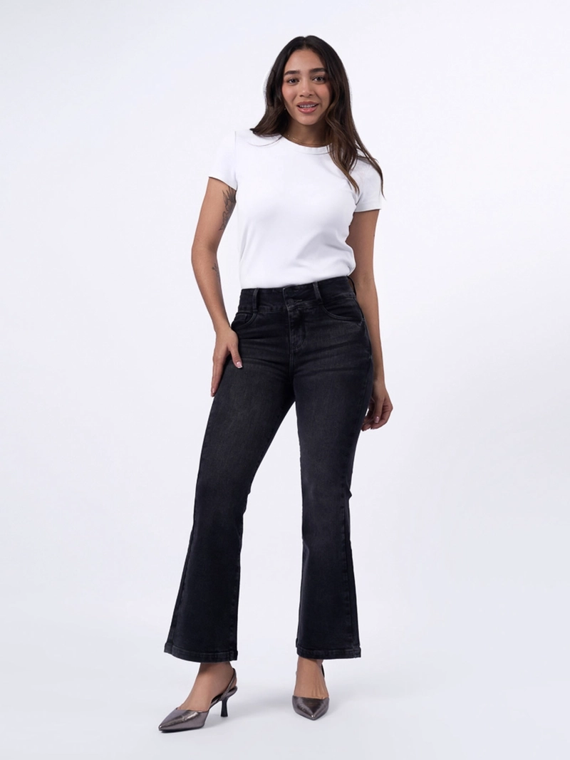 JEANS ALGODÓN FLARE MUJER MACHINE DEMY - 1