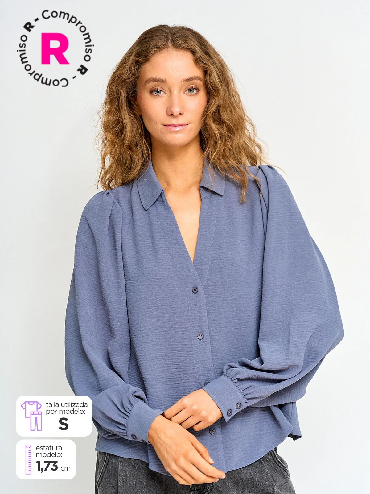 BLUSA MANGA LARGA MUJER BARBADOS CIELO - 1