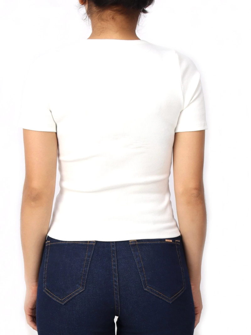 POLO MANGA CORTA MUJER KAYRA POBLET PERFECT FIT RIB CHERRY VF HUESO - 3