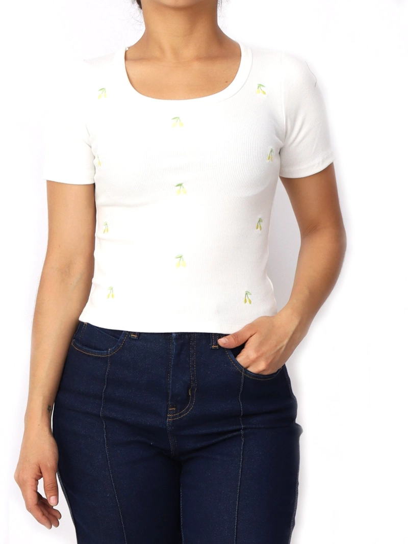 POLO MANGA CORTA MUJER KAYRA POBLET PERFECT FIT RIB  LIMON VF HUESO - 1