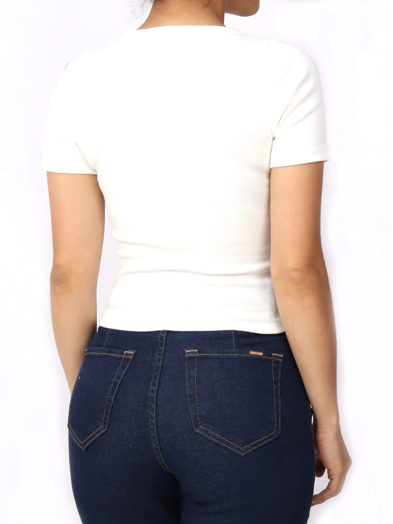 POLO MANGA CORTA MUJER KAYRA POBLET PERFECT FIT RIB  LIMON VF HUESO - 3