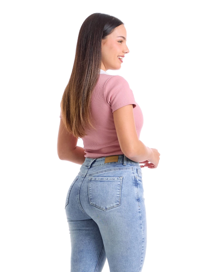 POLO MANGA CORTA ALGODÓN MUJER METAL JEANS RIB CONTRASTE KARLA - 3