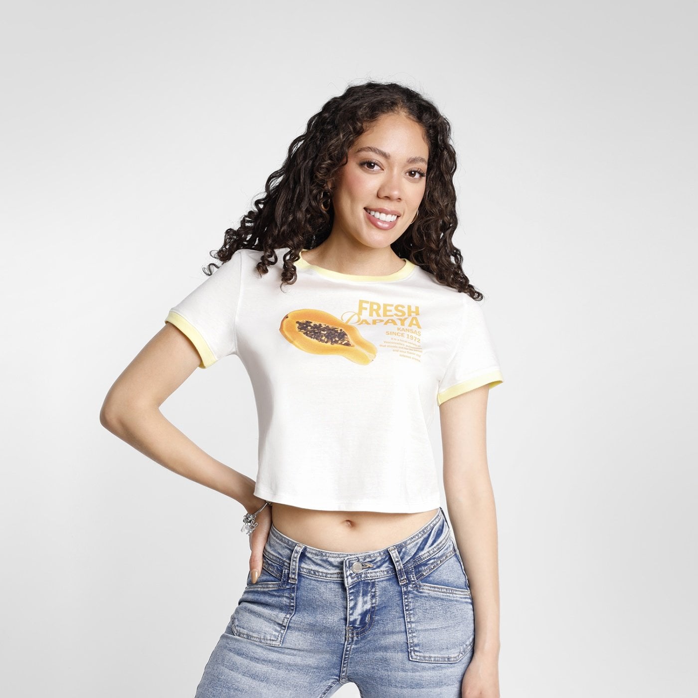 POLO CROP MANGA CORTA MUJER KANSAS ESTAMPADO - 1