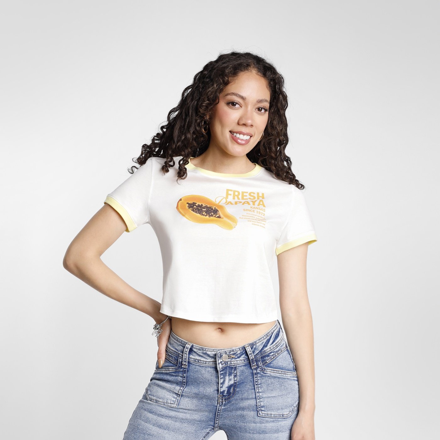 POLO CROP MANGA CORTA MUJER KANSAS ESTAMPADO - 1