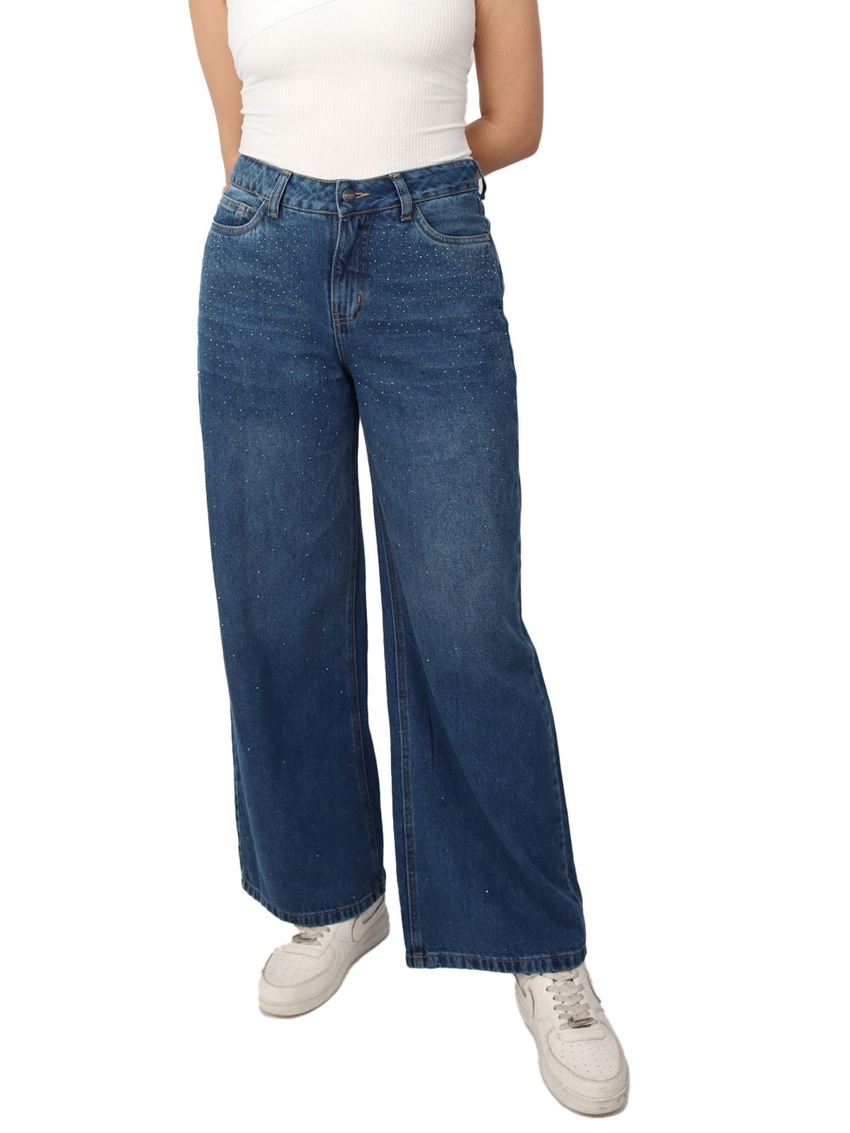 JEANS ALGODÓN STRAIGHT MUJER KAYRA POBLET PERFECT FIT PIEDRAS - 1