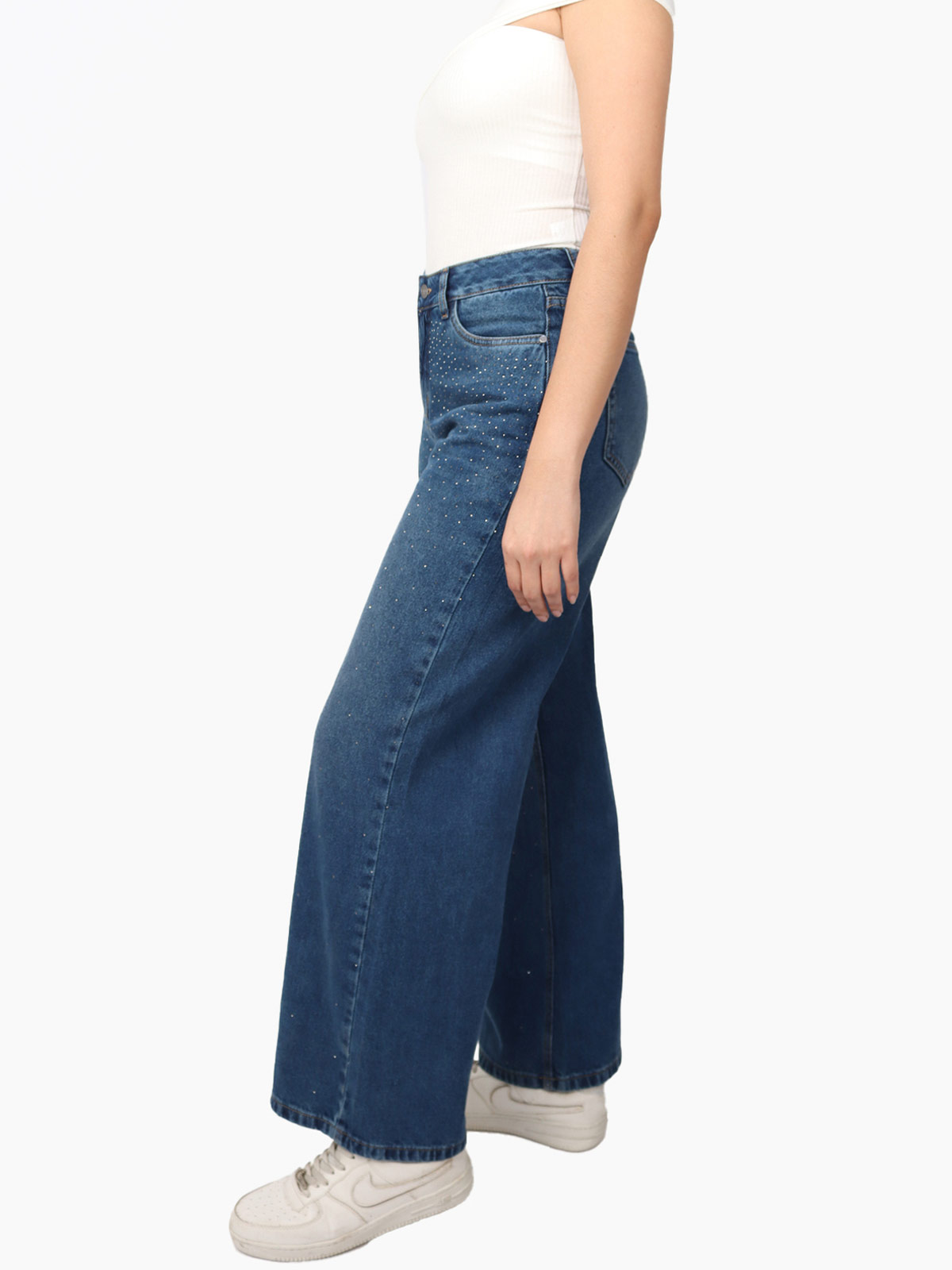 JEANS ALGODÓN STRAIGHT MUJER KAYRA POBLET PERFECT FIT PIEDRAS - 2