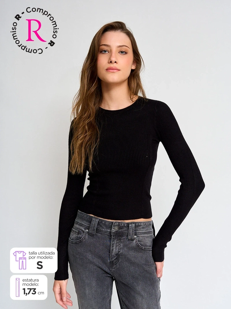 SWEATER MUJER INDEX ALMENDRA - 1