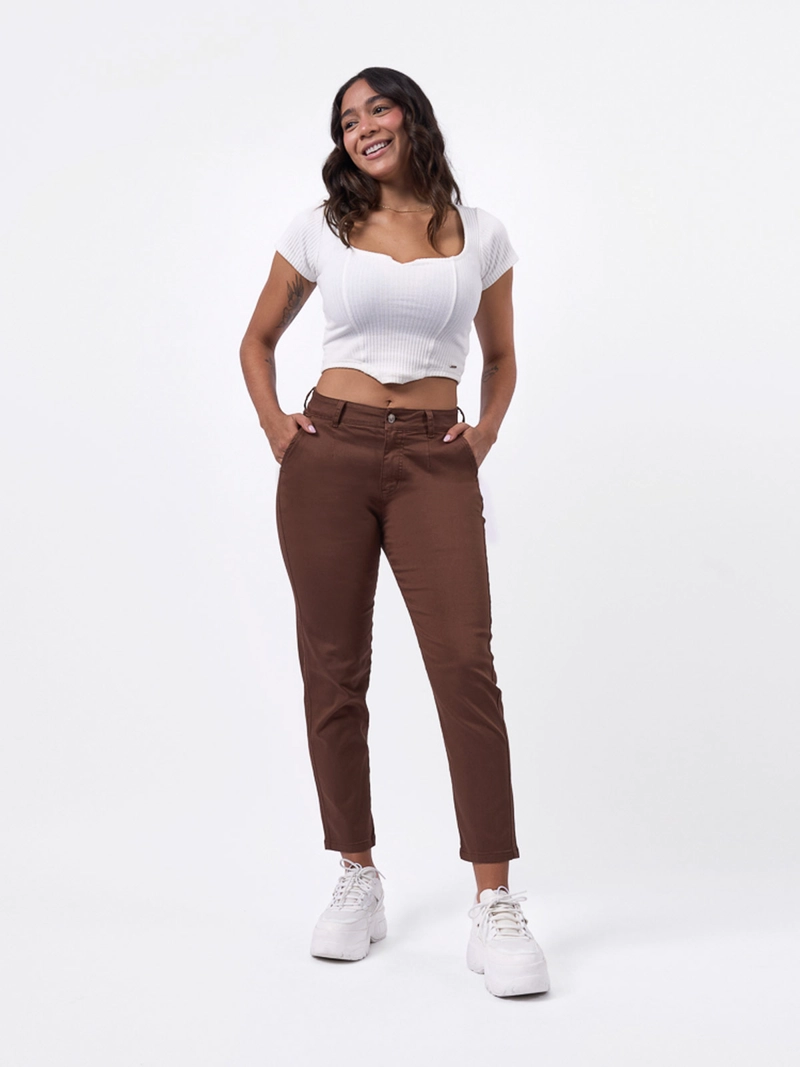 PANTALÓN ALGODÓN MUJER BRONCO SLOUCHY XIMENA - 1