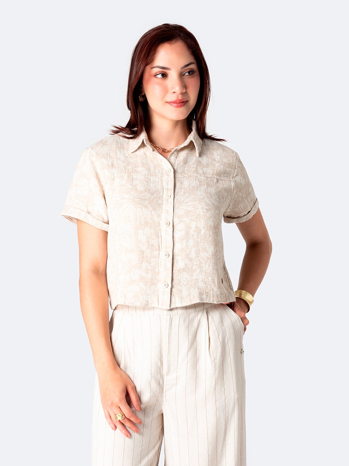 BLUSA MANGA CORTA MUJER LINO PIONER CATTERINE - 2