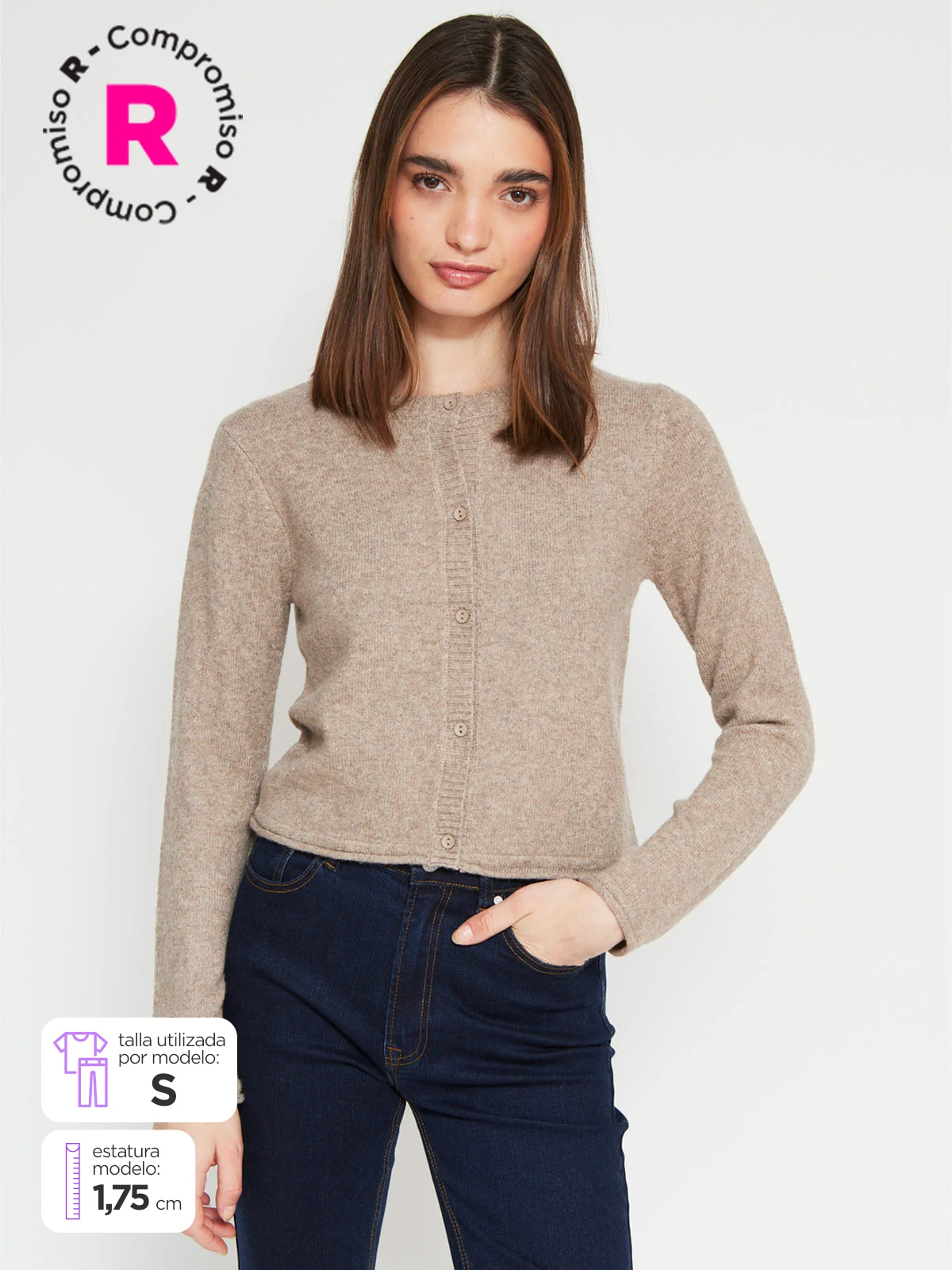 SWEATER MANGA LARGA MUJER INDEX BOTONES - 1