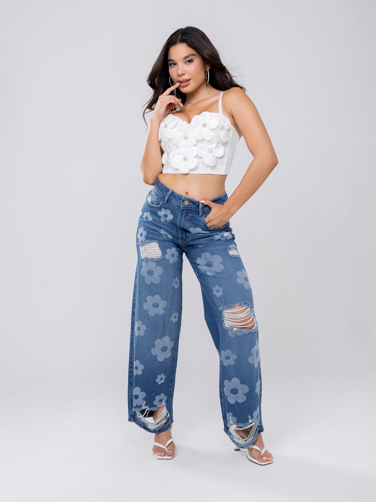 JEANS ALGODÓN PALAZZO MUJER GLAM - 1