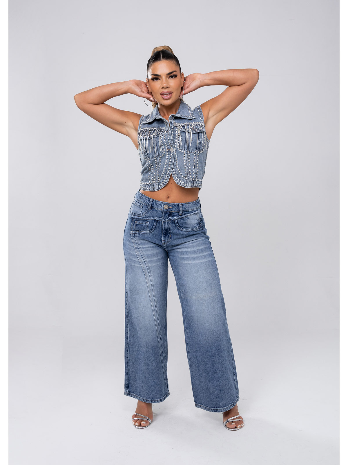 JEANS ALGODÓN PALAZZO MUJER GLAM BARBARA - 1