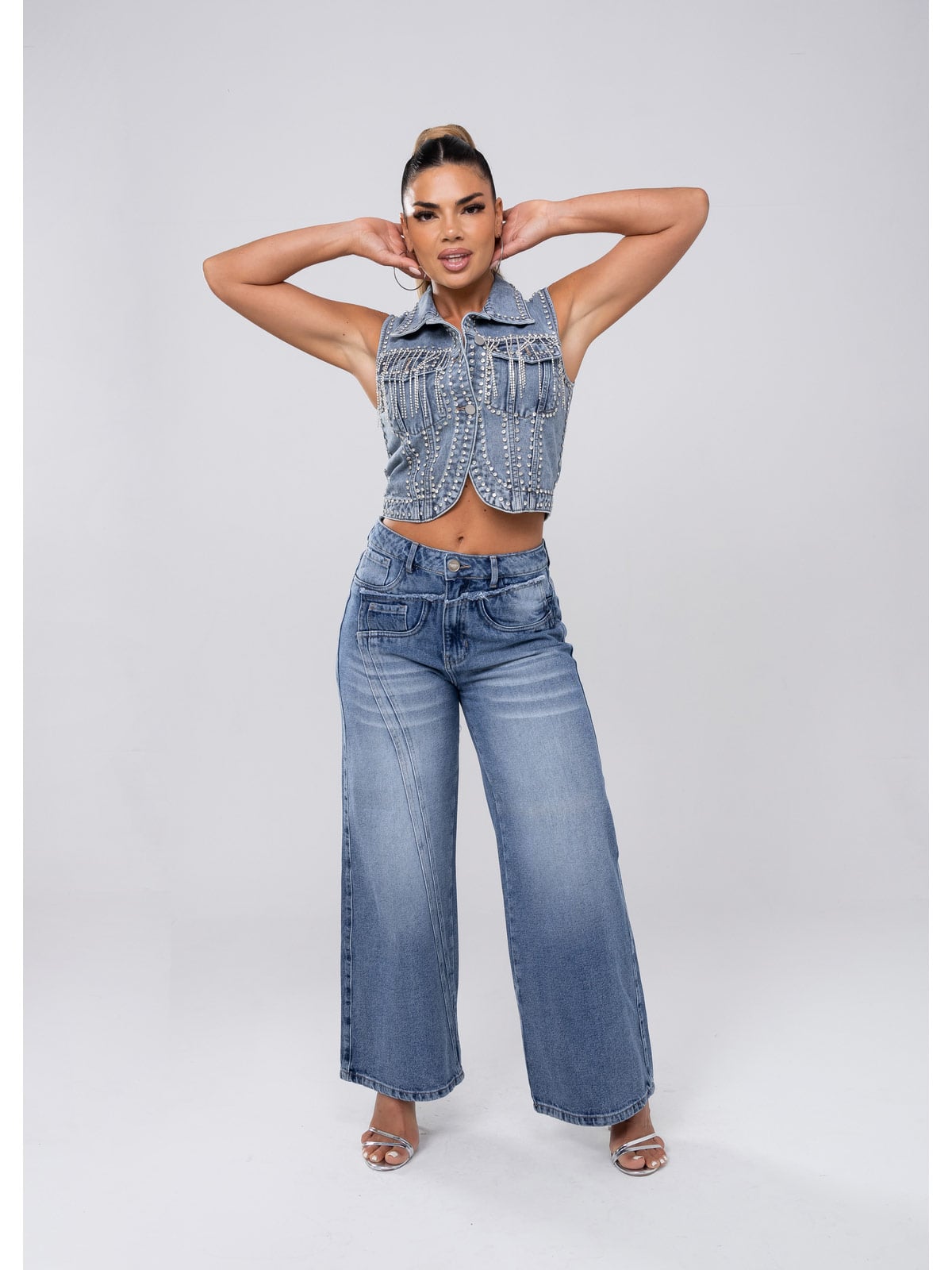 JEANS ALGODÓN PALAZZO MUJER GLAM BARBARA - 1