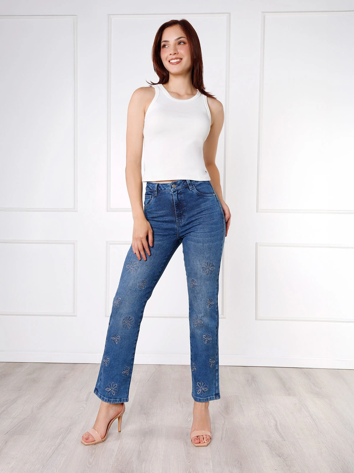 JEANS ALGODÓN STRAIGHT MUJER KANSAS PERLA - 1