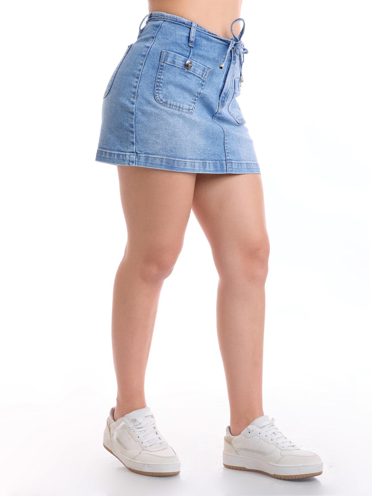 FALDA SHORT ALGODÓN MUJER METAL JEANS BIANCA - 3