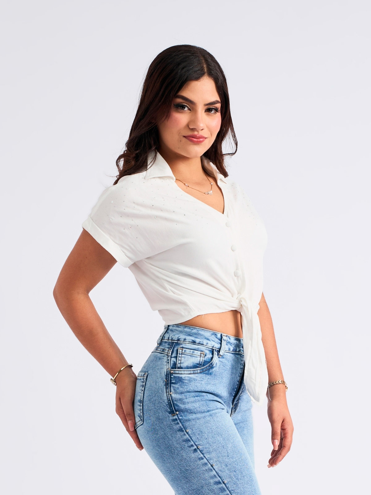 BLUSA MANGA CORTA ALGODÓN MUJER PARADA 111 MARINA - 2