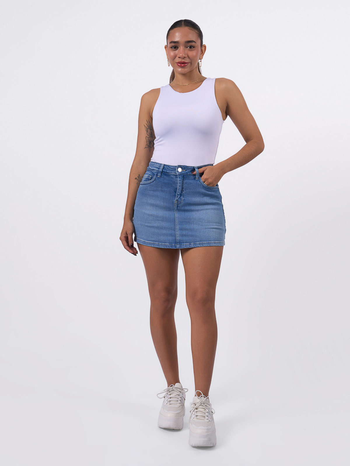 FALDA SHORT ALGODÓN SKINNY MUJER BRONCO NOELYA - 1