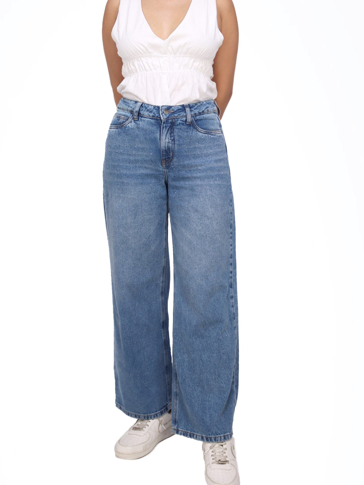 JEANS ALGODÓN STRAIGHT MUJER KAYRA POBLET PERFECT FIT PIEDRAS - 1