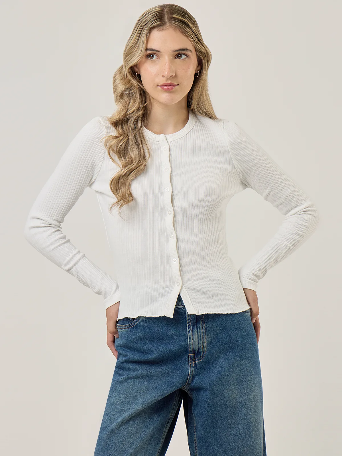 POLO MANGA LARGA ALGODÓN MUJER INDEX RIB - 1