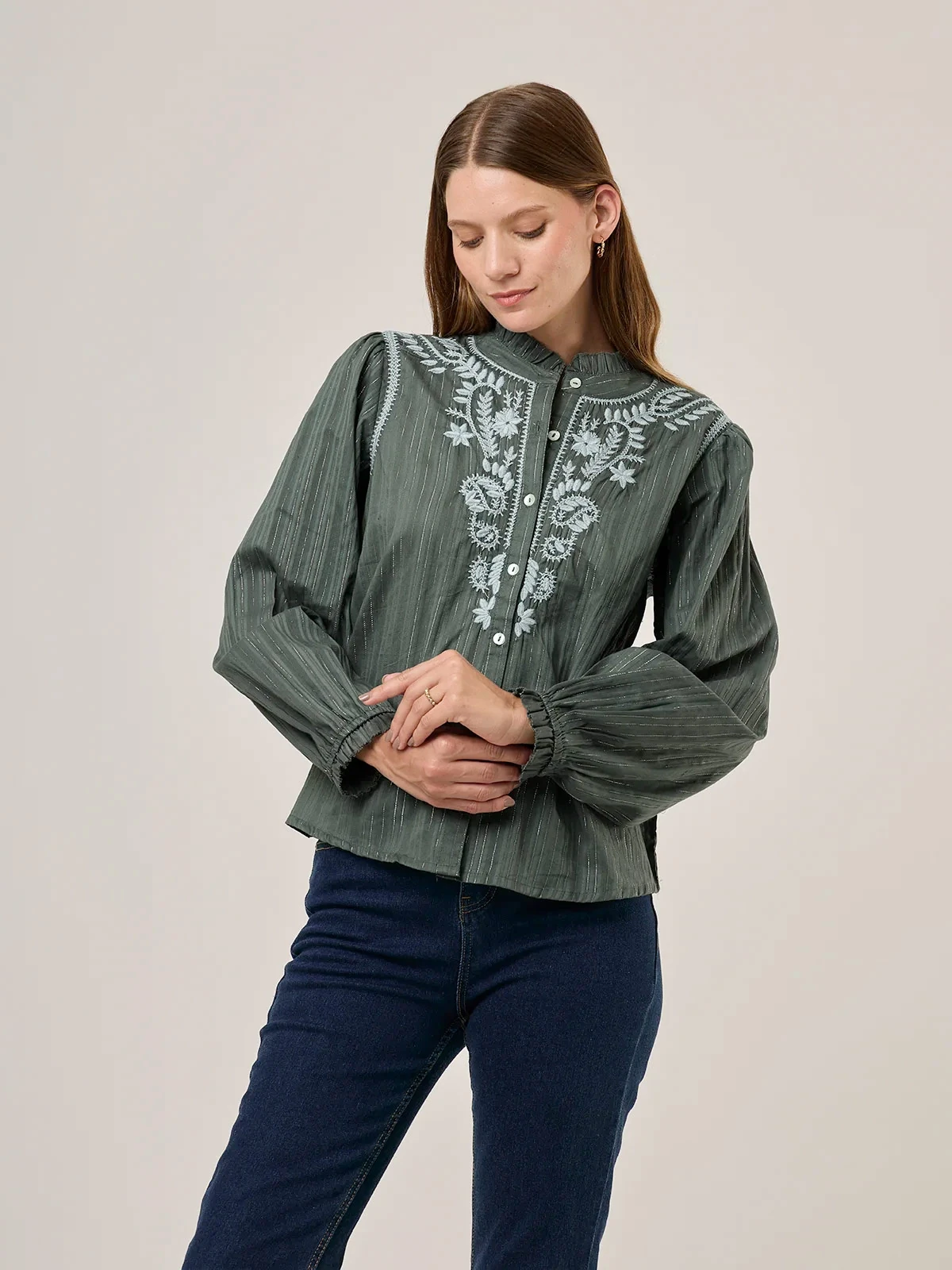 BLUSA MANGA LARGA ALGODÓN MUJER TATIENNE - 1