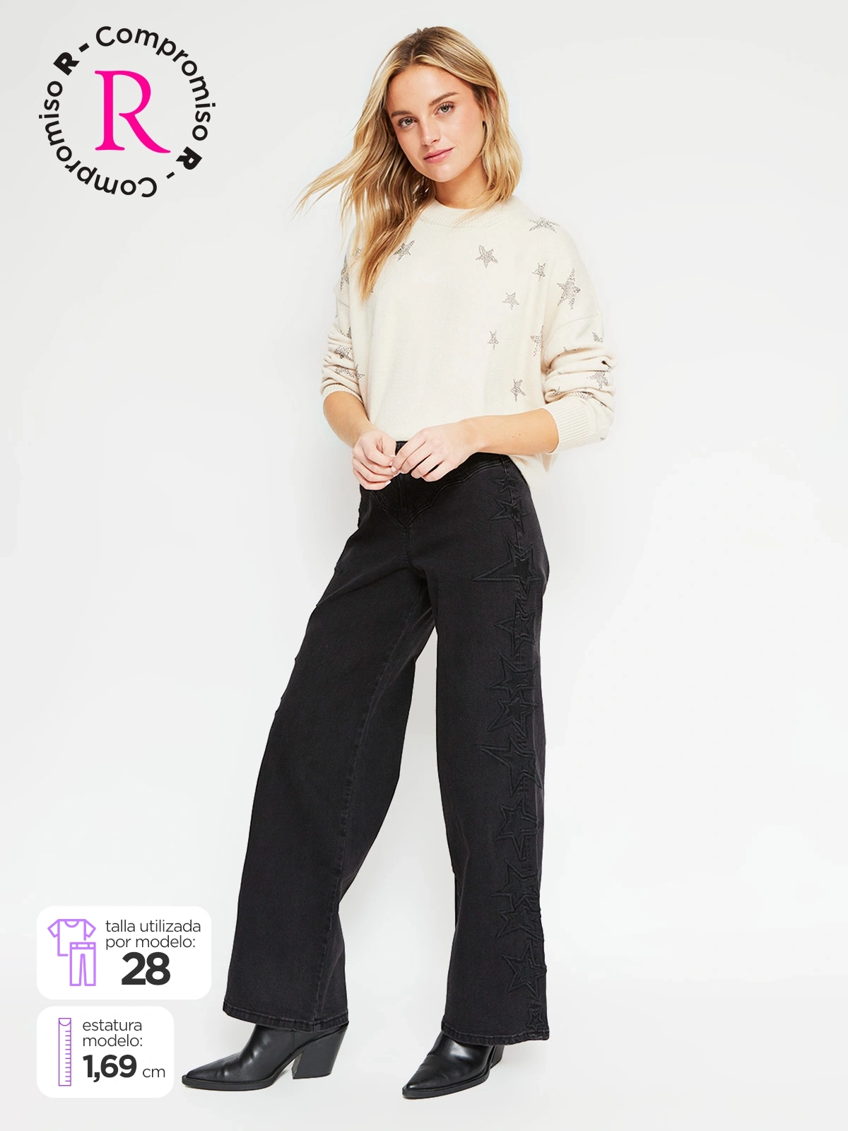 JEANS REGULAR MUJER BARBADOS BORDADO - 1