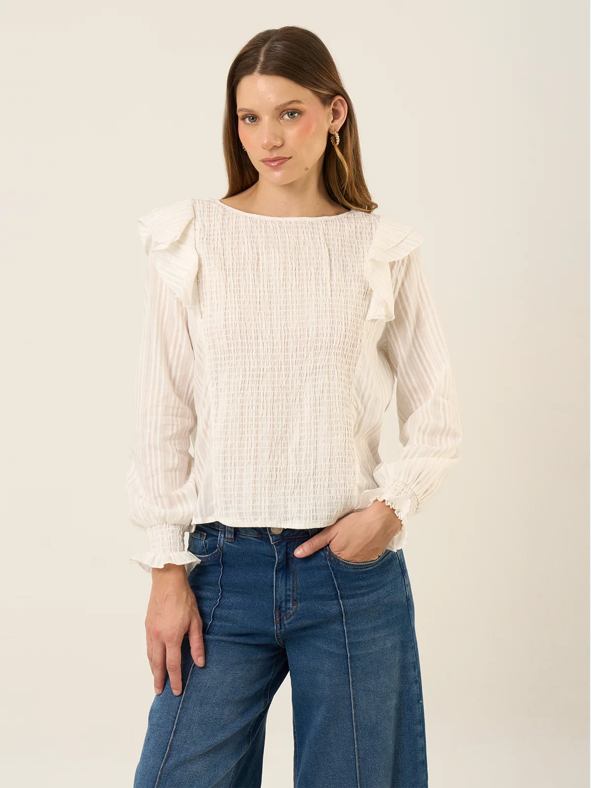 BLUSA MANGA LARGA ALGODÓN MUJER BARBADOS BRILLO - 1