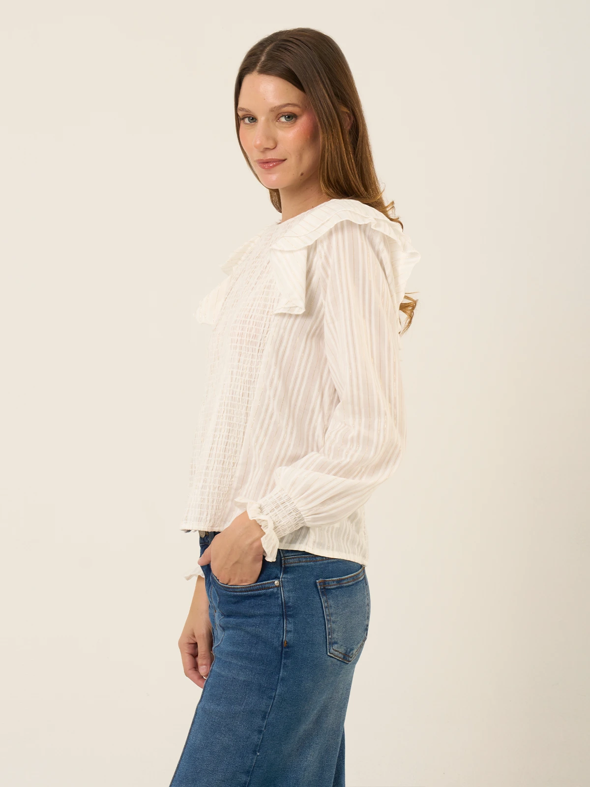 BLUSA MANGA LARGA ALGODÓN MUJER BARBADOS BRILLO - 3