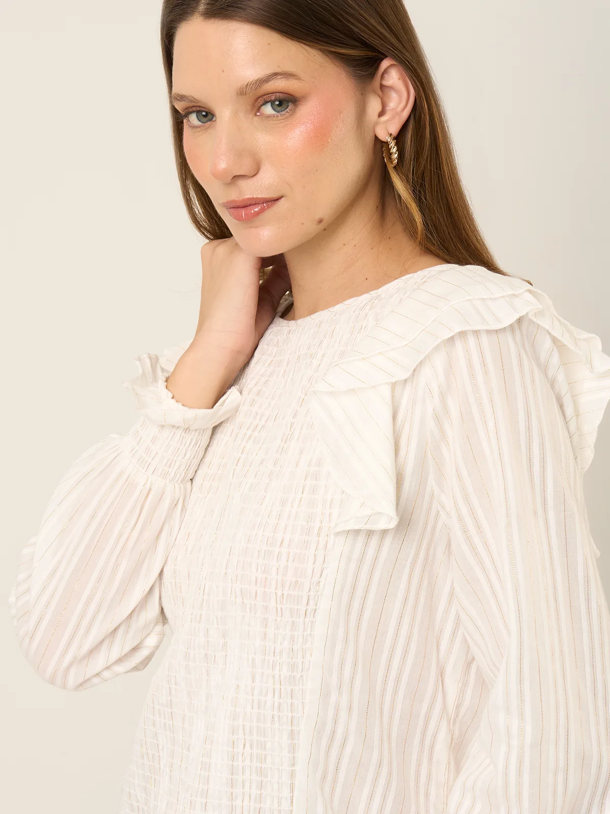 BLUSA MANGA LARGA ALGODÓN MUJER BARBADOS BRILLO - 4