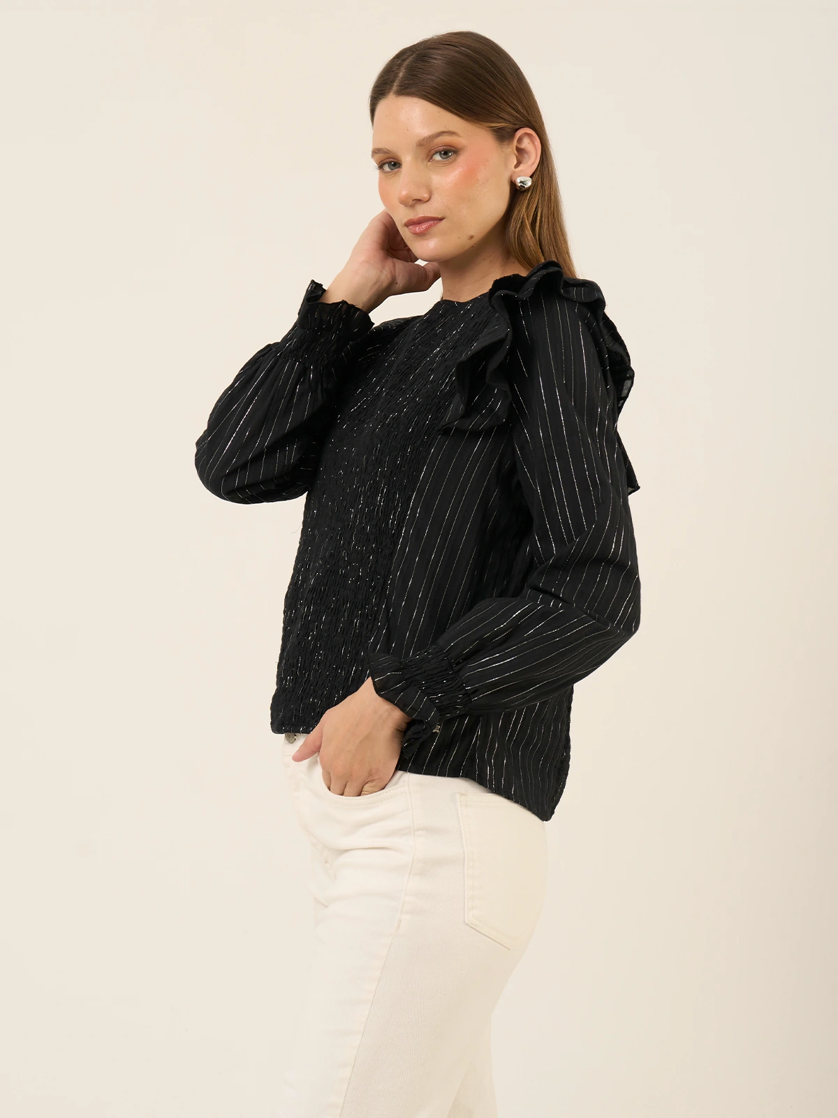 BLUSA MANGA LARGA ALGODÓN MUJER BARBADOS BRILLO - 3