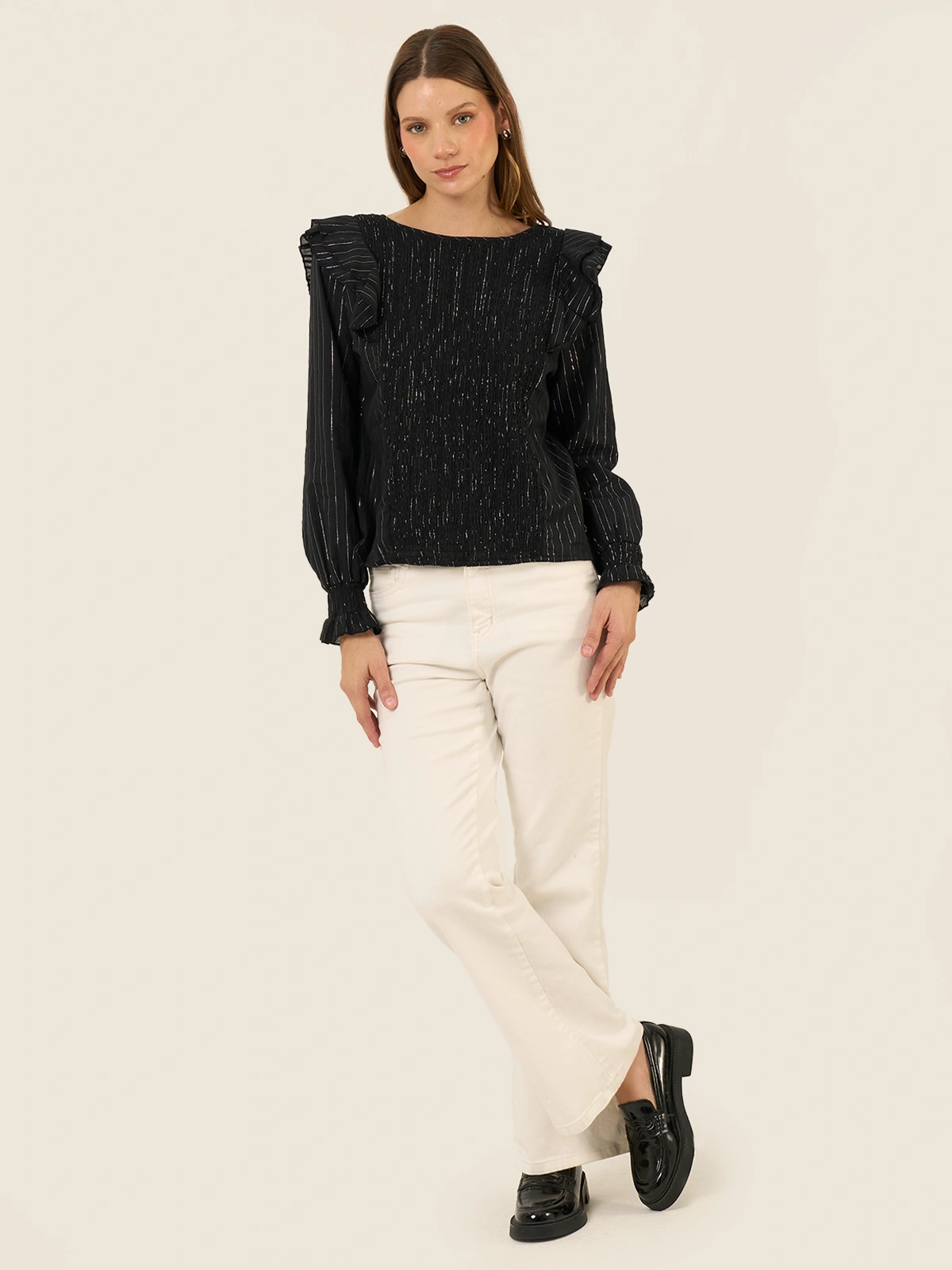 BLUSA MANGA LARGA ALGODÓN MUJER BARBADOS BRILLO - 5