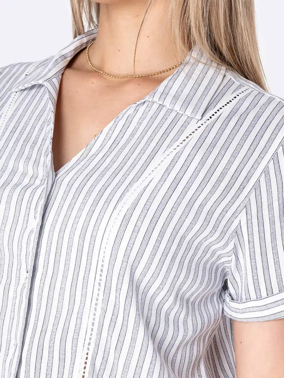 BLUSA MANGA CORTA LINO MUJER PIONER KANESI - 4