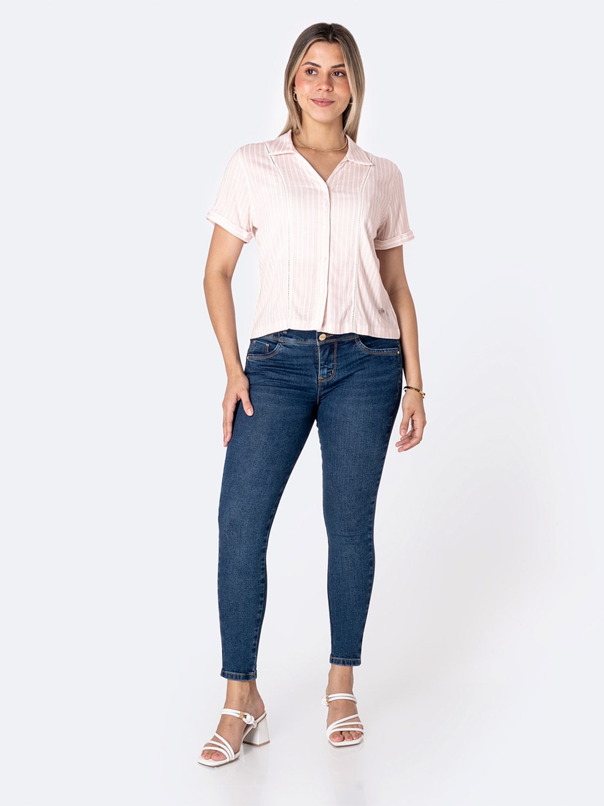 BLUSA MANGA CORTA LINO MUJER PIONER KANESI - 1