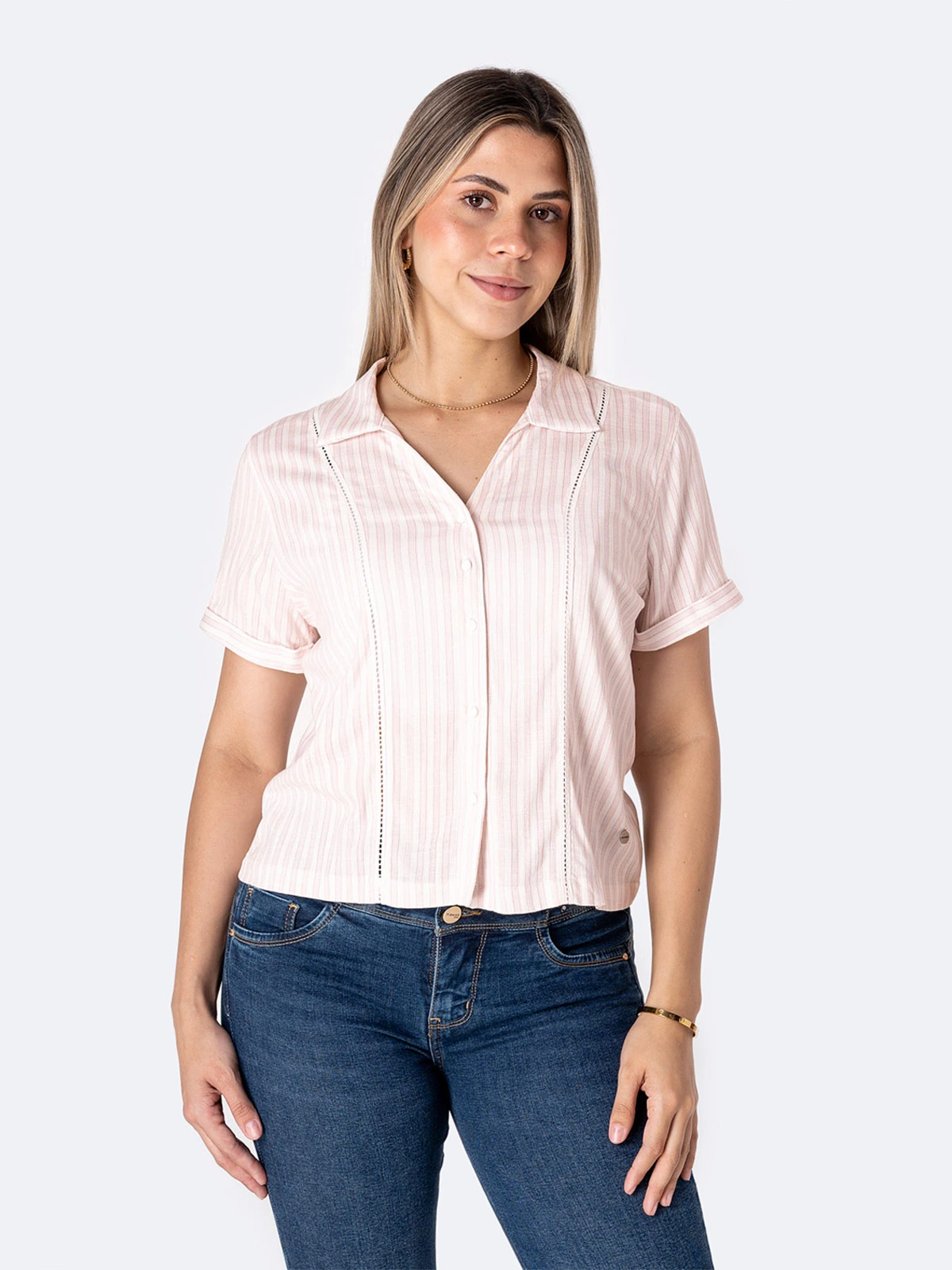 BLUSA MANGA CORTA LINO MUJER PIONER KANESI - 2