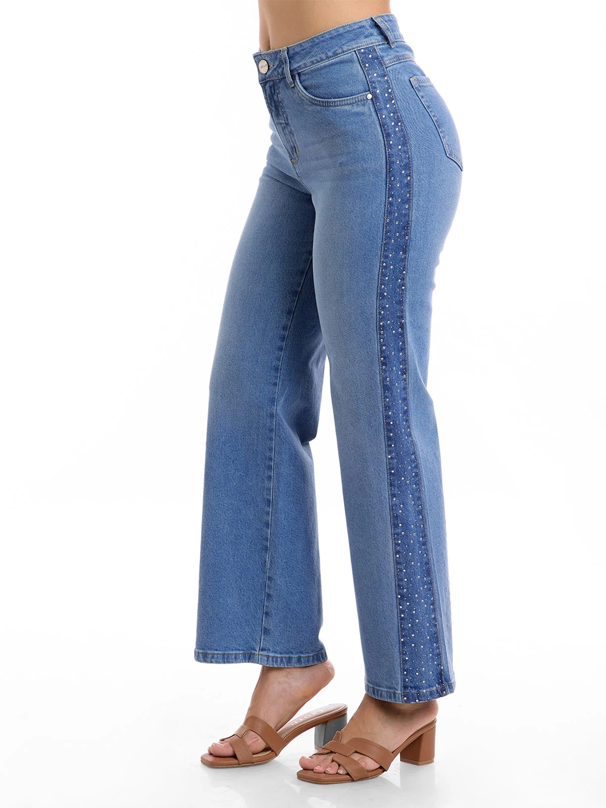 JEANS STRAIGHT MUJER METAL JEANS DIAMANTE - 3