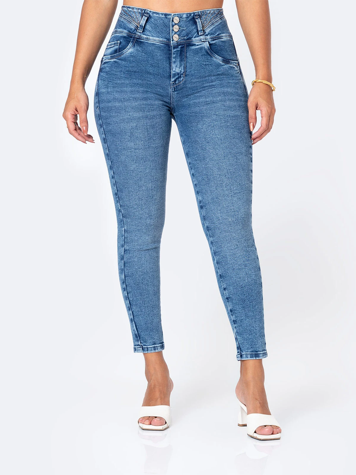 JEANS SKINNY MUJER PIONIER BOTONES - 1