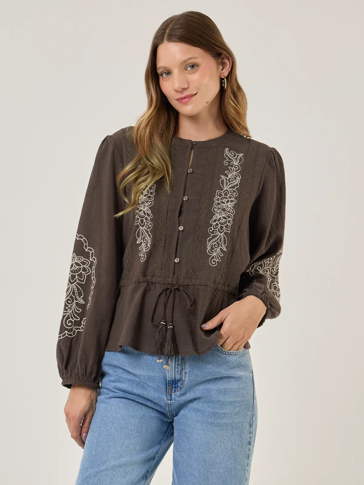 BLUSA MANGA LARGA ALGODÓN MUJER TATIENNE - 1