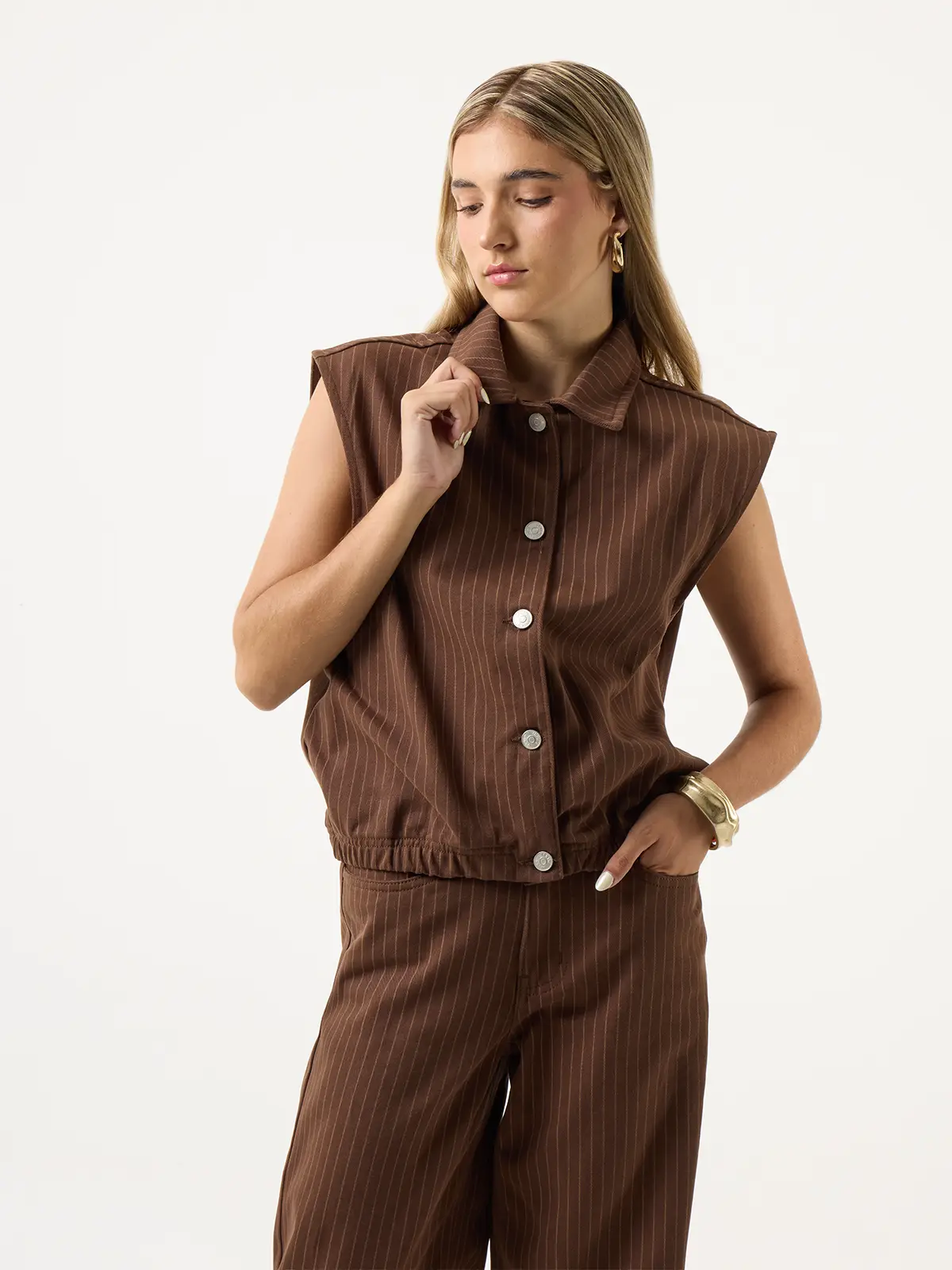 CHALECO MUJER INDEX CORTA RAYAS - 1