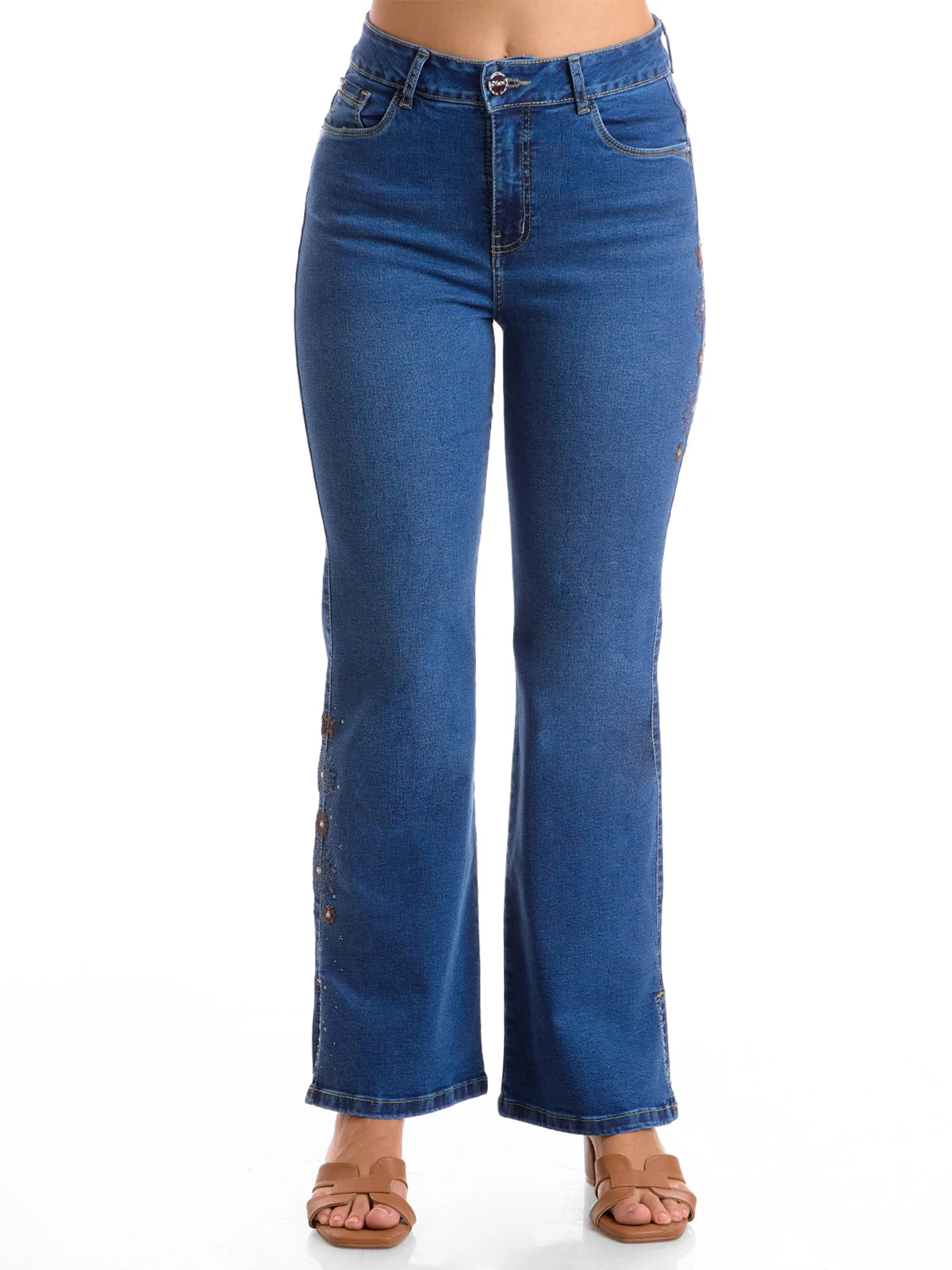 JEAN FLARE MUJER METAL JEANS BORDADO ANDINA - 1