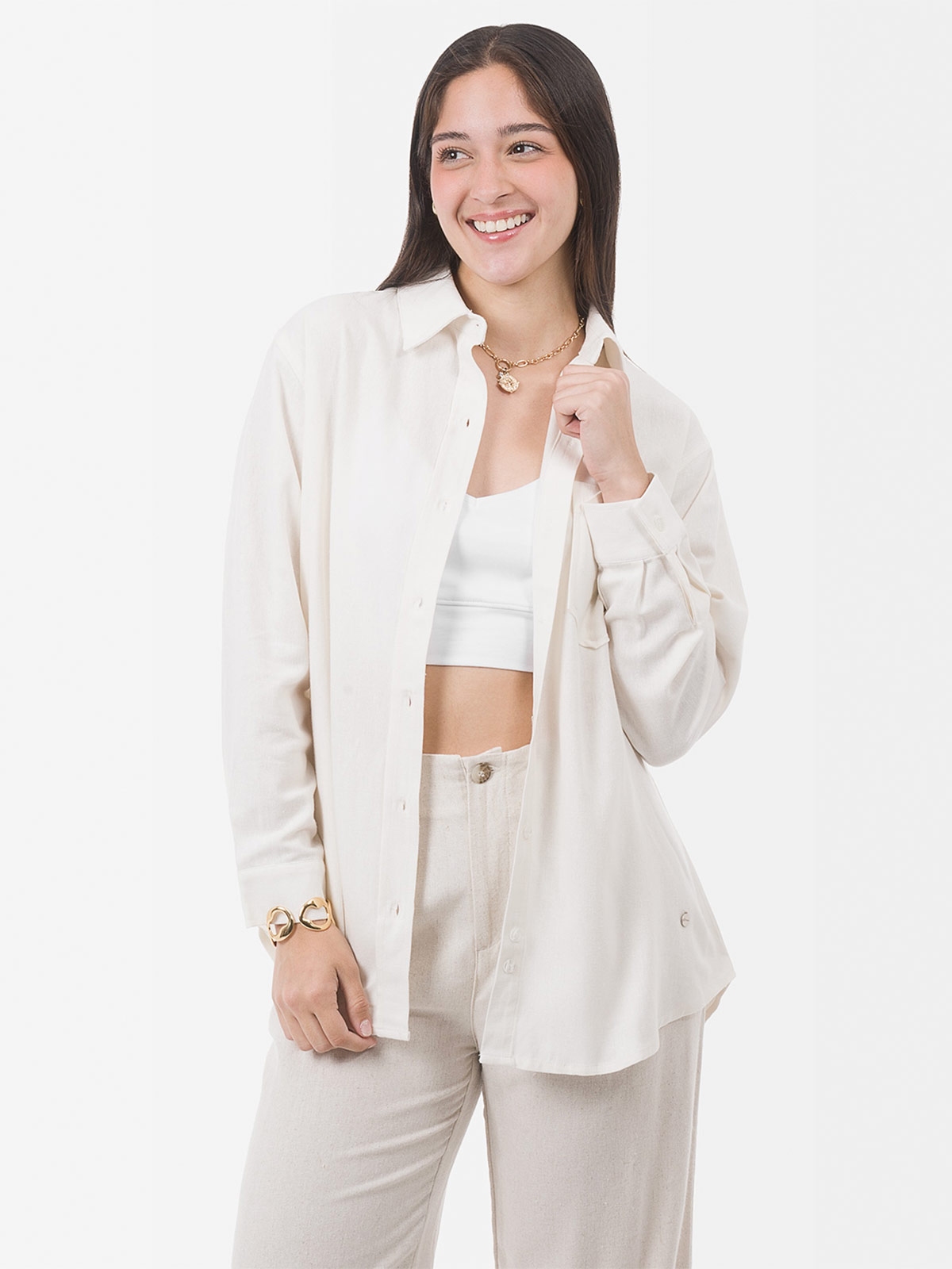 BLUSA MANGA LARGA LINO MUJER GOCCOS - 2