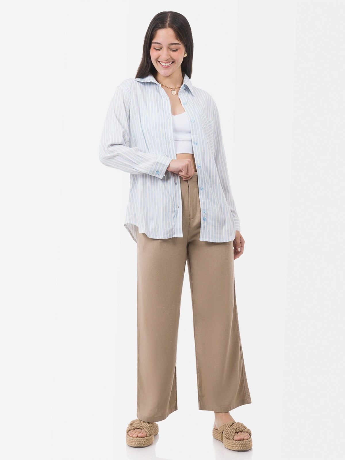 BLUSA MANGA LARGA LINO MUJER GOCCOS - 1