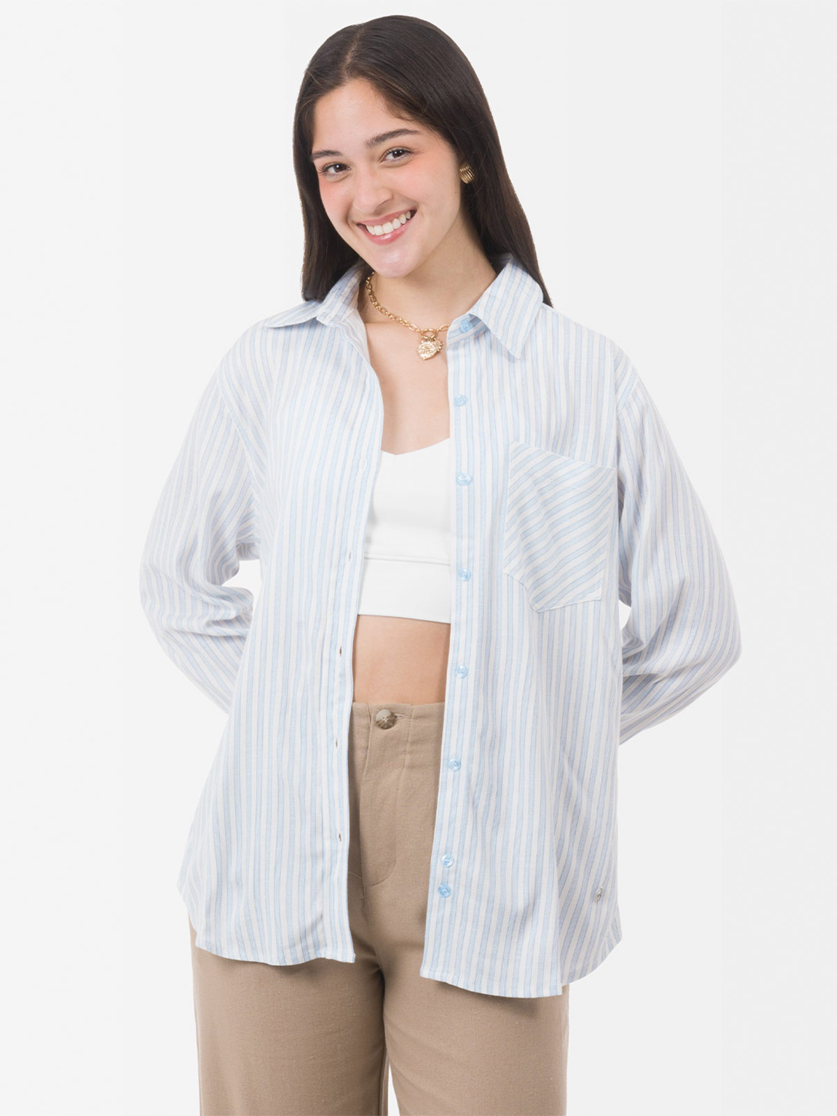 BLUSA MANGA LARGA LINO MUJER GOCCOS - 2